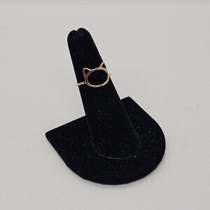 gold tone cat head cutout silhouette ring size 5.25